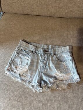 American Eagle Distressed Light Blue Denim Women’s Shorts